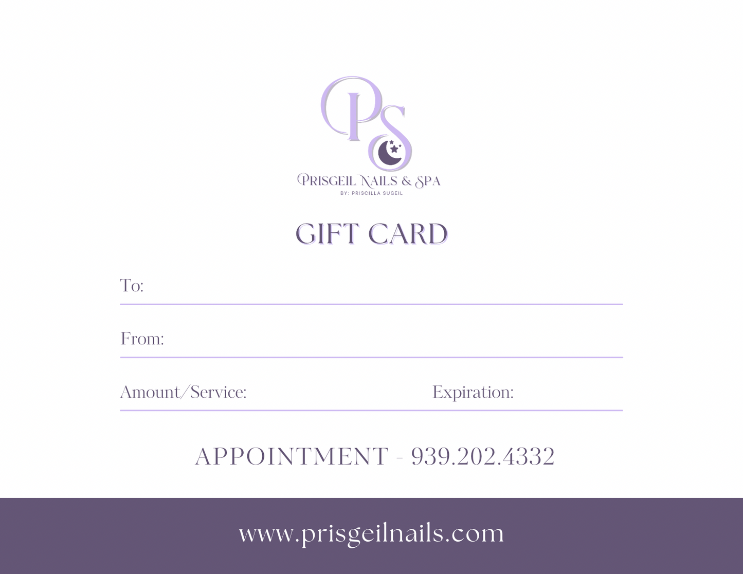 Prisgeil Nails & Spa Gift Card